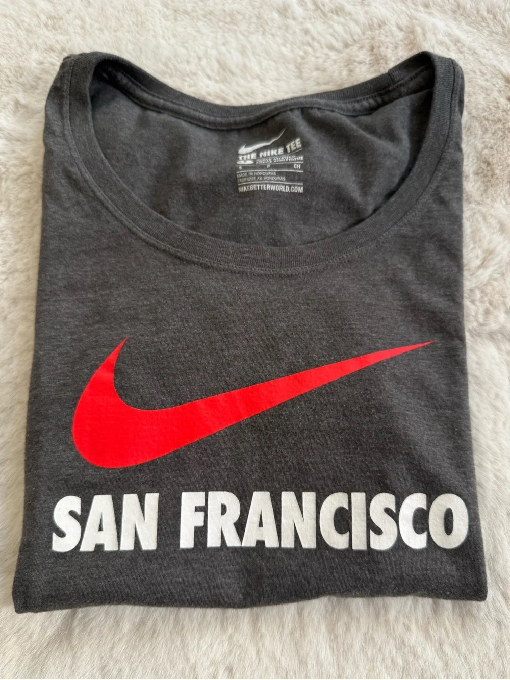 Nike Charcoal Tee with Red Swoosh and White SAN FRANCISCO Text
